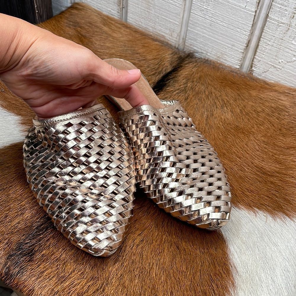 Jeffrey campbell gold slip on shoes size 10